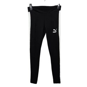Puma Pants Adult Sz XS Black Joggers Sweatpants Pockets Athletic Logo Womens